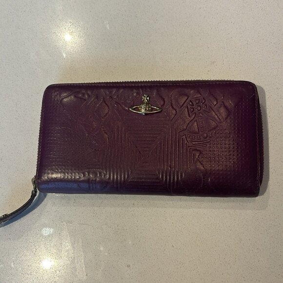 Vivienne Westwood Purple Orb Leather Long Zip Wallet - Picture 8 of 8